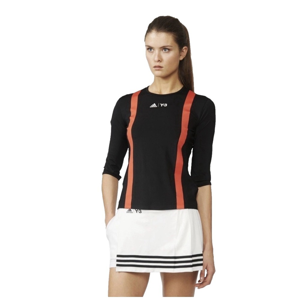 Adidas Womens Y-3 Roland Garros Paris Top Lg‎ Long Sleeve Black Red French Open